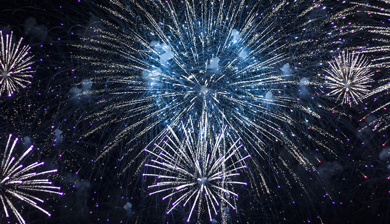 blue and white fireworks