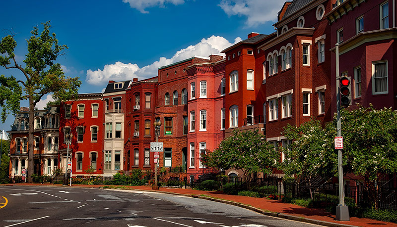 row houses gentrified in Washington DC